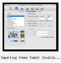 Embedding SWF HTML importing vimeo tumblr invalid feed