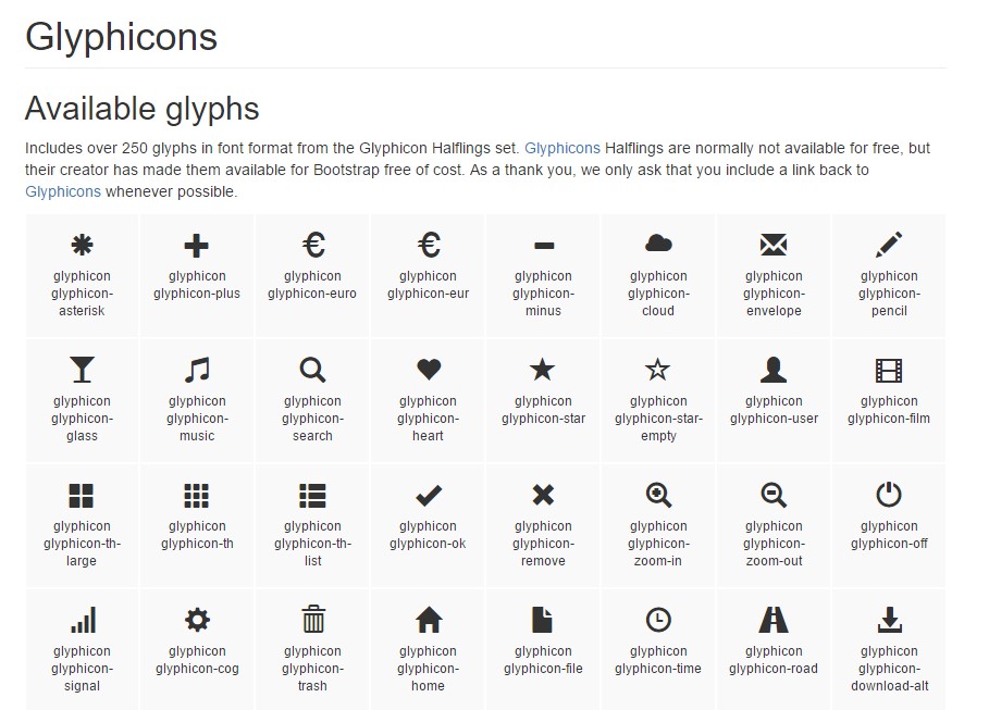  list of the icons