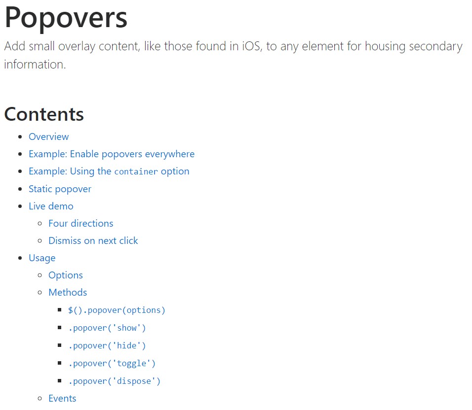 Bootstrap popovers official  records
