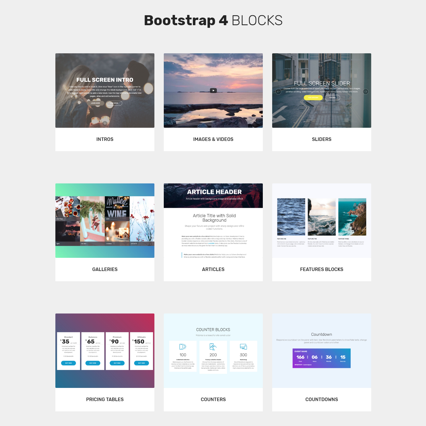Responsive Bootstrap Blocks Templates