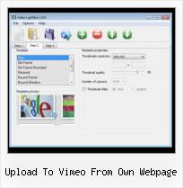 Embed Flash Video HTML upload to vimeo from own webpage